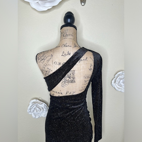 Gianni Bini Multi Colored Glitter Embellished Velvet Ruched Dress Sz 11 - Picture 10 of 16